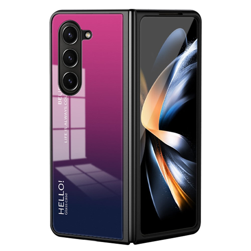 Til Samsung Galaxy Z Fold5 5G Hærdet Glas Telefoncover Gradient Farve PC+TPU Beskyttelsescover
