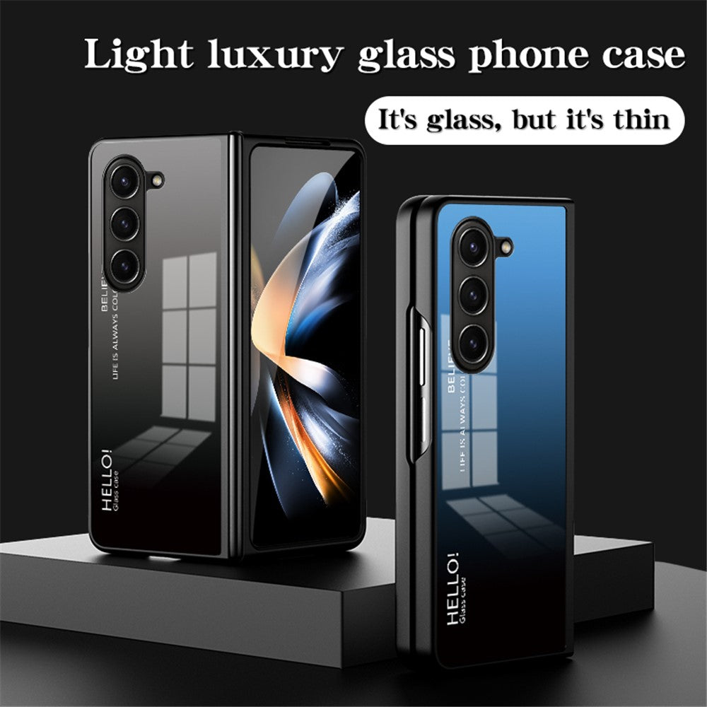Til Samsung Galaxy Z Fold5 5G Hærdet Glas Telefoncover Gradient Farve PC+TPU Beskyttelsescover