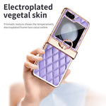 Stitching Line Imprinted Phone Case for Samsung Galaxy Z Flip5 5G PU+PC Kickstand Electroplating Phone Cover