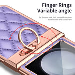 Stitching Line Imprinted Phone Case for Samsung Galaxy Z Flip5 5G PU+PC Kickstand Electroplating Phone Cover