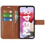 For Samsung Galaxy F34 5G / M34 5G Calf Texture Wallet Stand Cell Phone Cover Magnetic Closure PU Leather Case