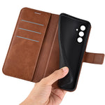 For Samsung Galaxy F34 5G / M34 5G Calf Texture Wallet Stand Cell Phone Cover Magnetic Closure PU Leather Case