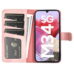 Dobbeltfarvet Sammenflettet Telefoncover til Samsung Galaxy F34 5G / M34 5G Læderpung Stativ Ridsefast Cover