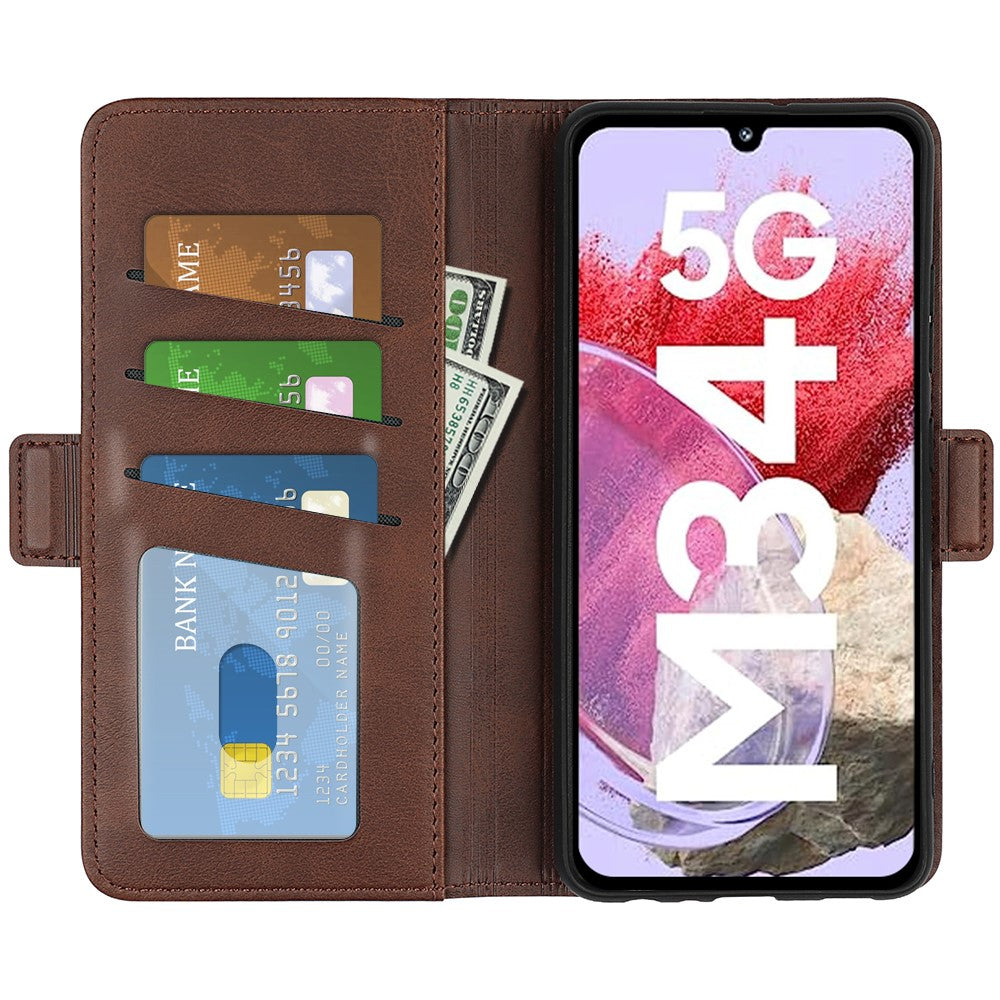For Samsung Galaxy F34 5G / M34 5G Calf Texture Phone Case Supporting Stand Wallet Leather Phone Cover