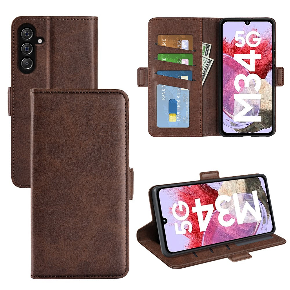 For Samsung Galaxy F34 5G / M34 5G Calf Texture Phone Case Supporting Stand Wallet Leather Phone Cover
