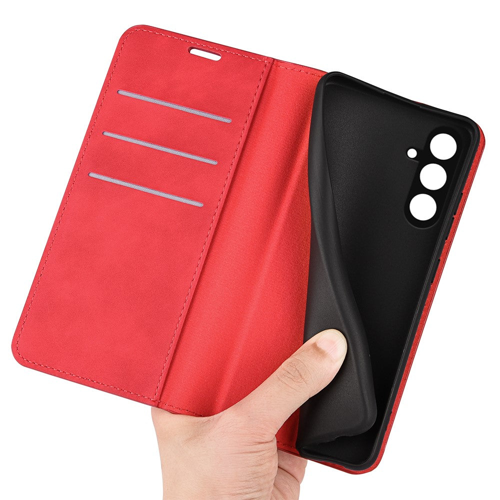 Samsung Galaxy F34 5G / M34 5G ridsefast Skin-touch-etui i PU-læder med stativ, mobilcover