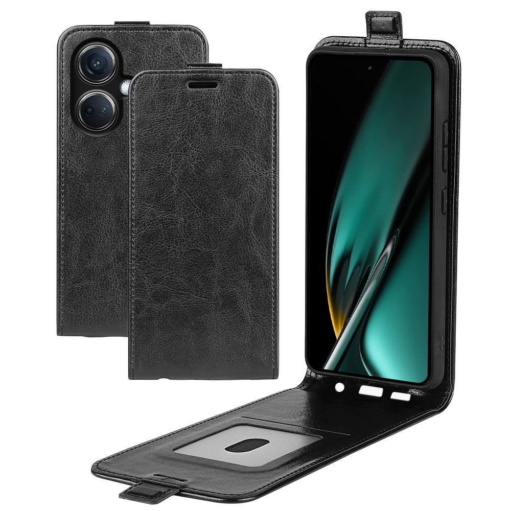Til Oppo K11 5G PU læderetui kortholder Crazy Horse tekstur vertikalt flip telefoncover