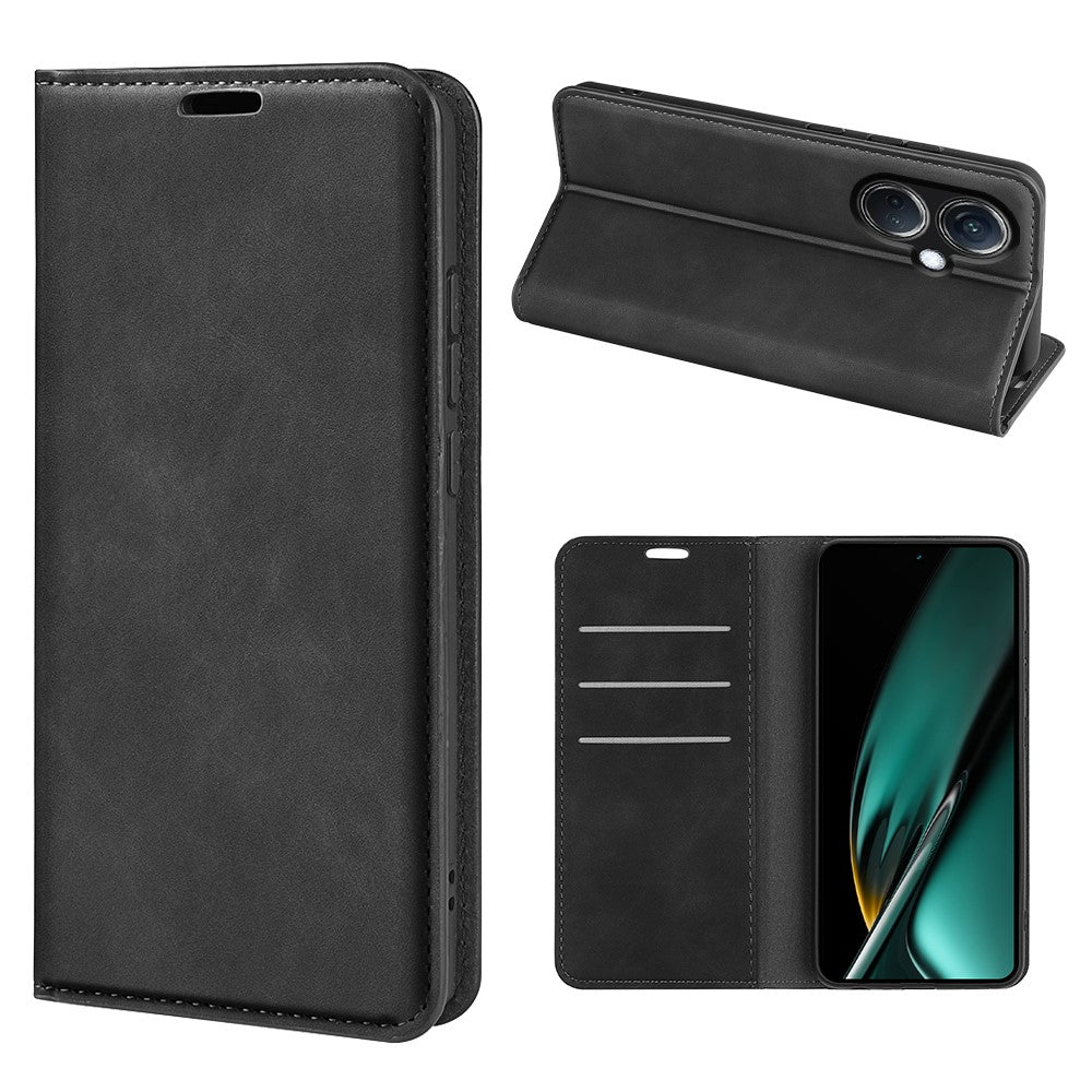 For Oppo K11 5G Skin-touch Wallet Stand Phone Cover Slim-Fit Shockproof TPU + PU Leather Phone Case