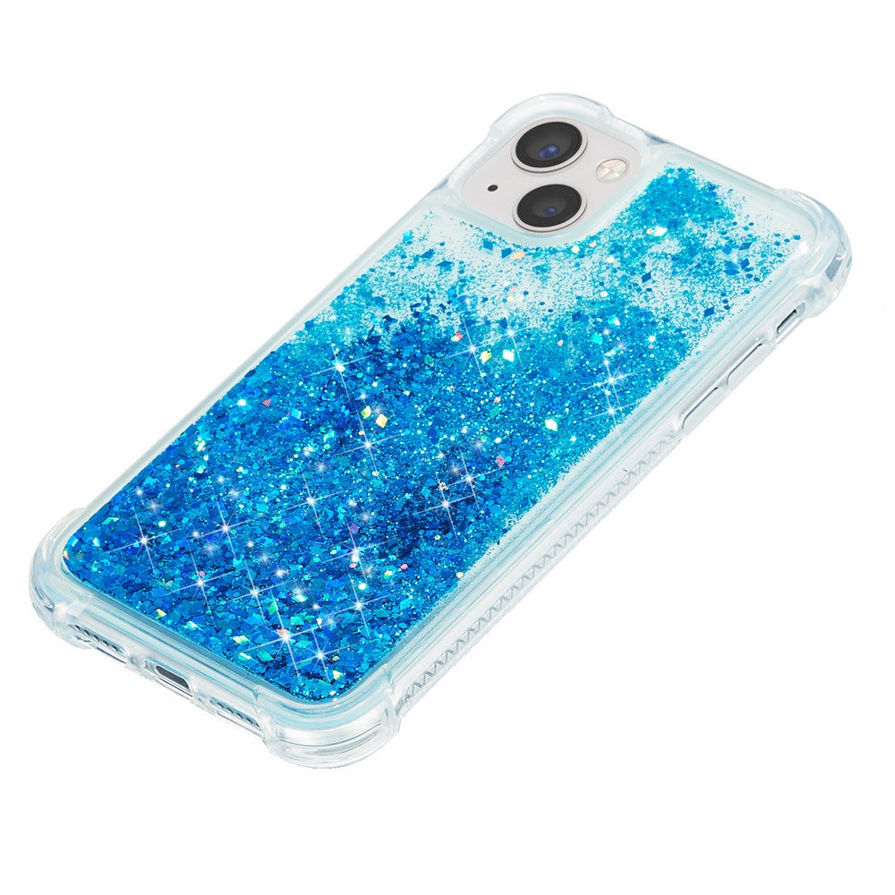 Til iPhone 15 Plus Glitter Quicksand Beskyttende Cover Gennemsigtigt TPU Telefon Bagcover