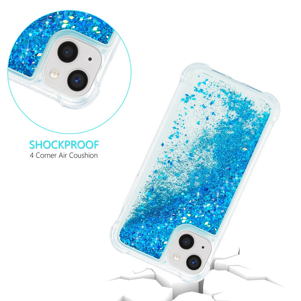 Til iPhone 15 Plus Glitter Quicksand Beskyttende Cover Gennemsigtigt TPU Telefon Bagcover