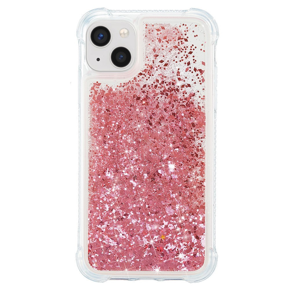 Til iPhone 15 Plus Glitter Quicksand Beskyttende Cover Gennemsigtigt TPU Telefon Bagcover