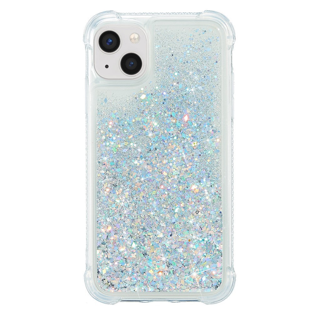 Til iPhone 15 Plus Glitter Quicksand Beskyttende Cover Gennemsigtigt TPU Telefon Bagcover