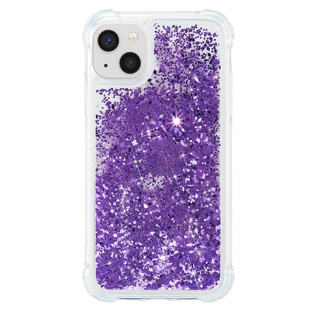 Til iPhone 15 Plus Glitter Quicksand Beskyttende Cover Gennemsigtigt TPU Telefon Bagcover