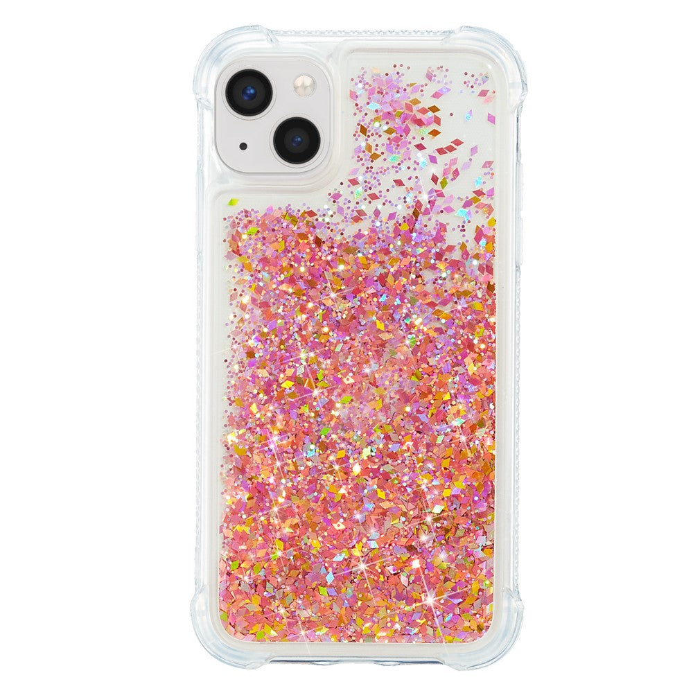 Til iPhone 15 Plus Glitter Quicksand Beskyttende Cover Gennemsigtigt TPU Telefon Bagcover