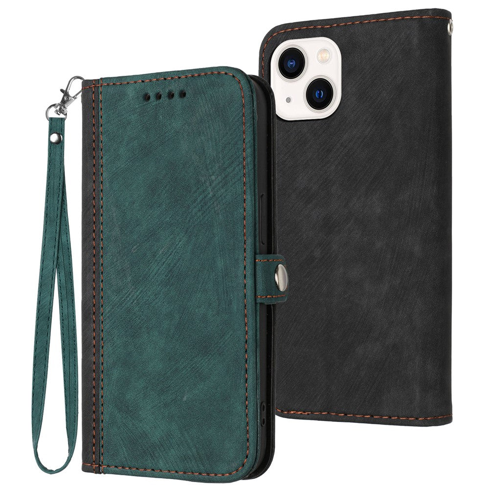 YX0020 For iPhone 15 Plus PU Leather Phone Case Anti-drop Wallet Stand Cover with Strap