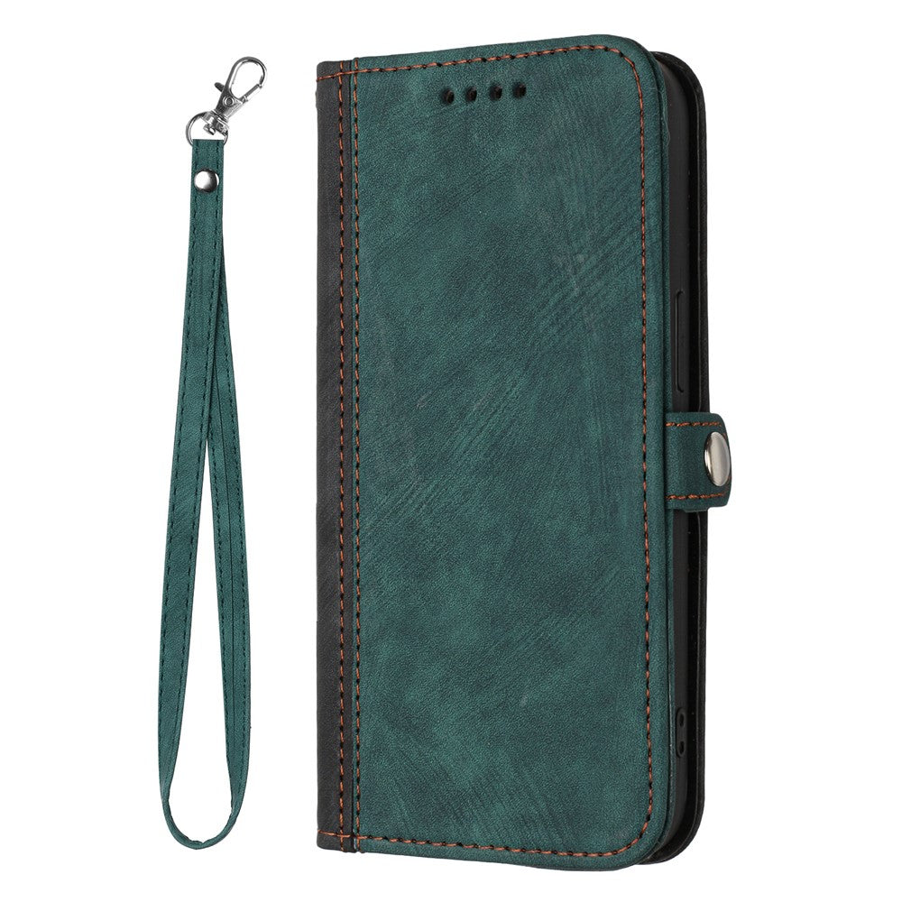 YX0020 For iPhone 15 Plus PU Leather Phone Case Anti-drop Wallet Stand Cover with Strap