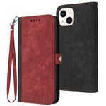 YX0020 For iPhone 15 Plus PU Leather Phone Case Anti-drop Wallet Stand Cover with Strap