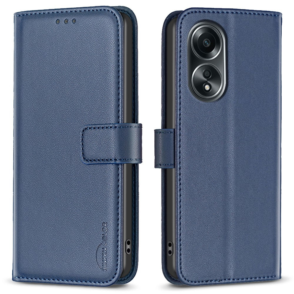 BINFEN COLOR BF17 Leather Wallet Case for Oppo A58 4G , Stand Magnetic Closure Protective Phone Cover