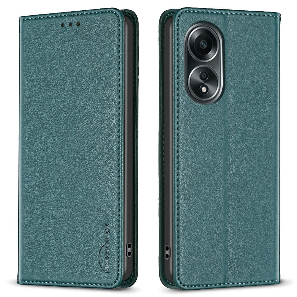 BINFEN COLOR BF18 För Oppo A58 4G / A98 5G Vikbart Stativ Läderfodral mobilfodral Korthållare Skal