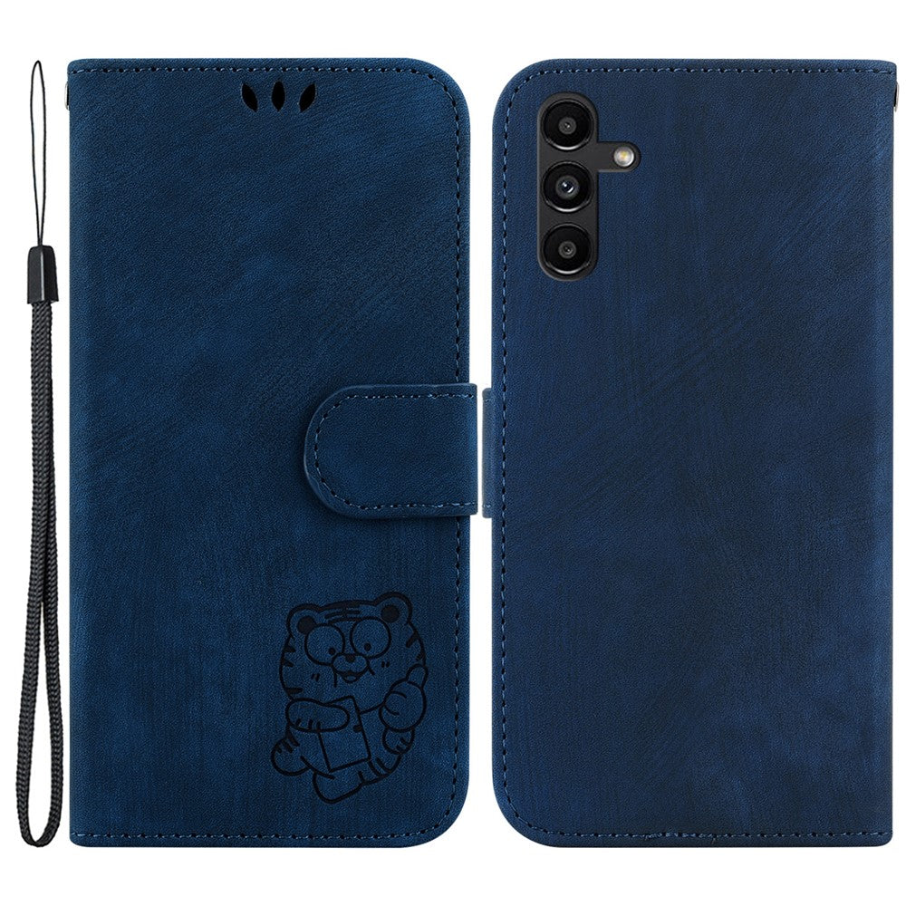 Sødt tigerpræget PU-læderetui til Samsung Galaxy A13 5G, pung-etui med stativ