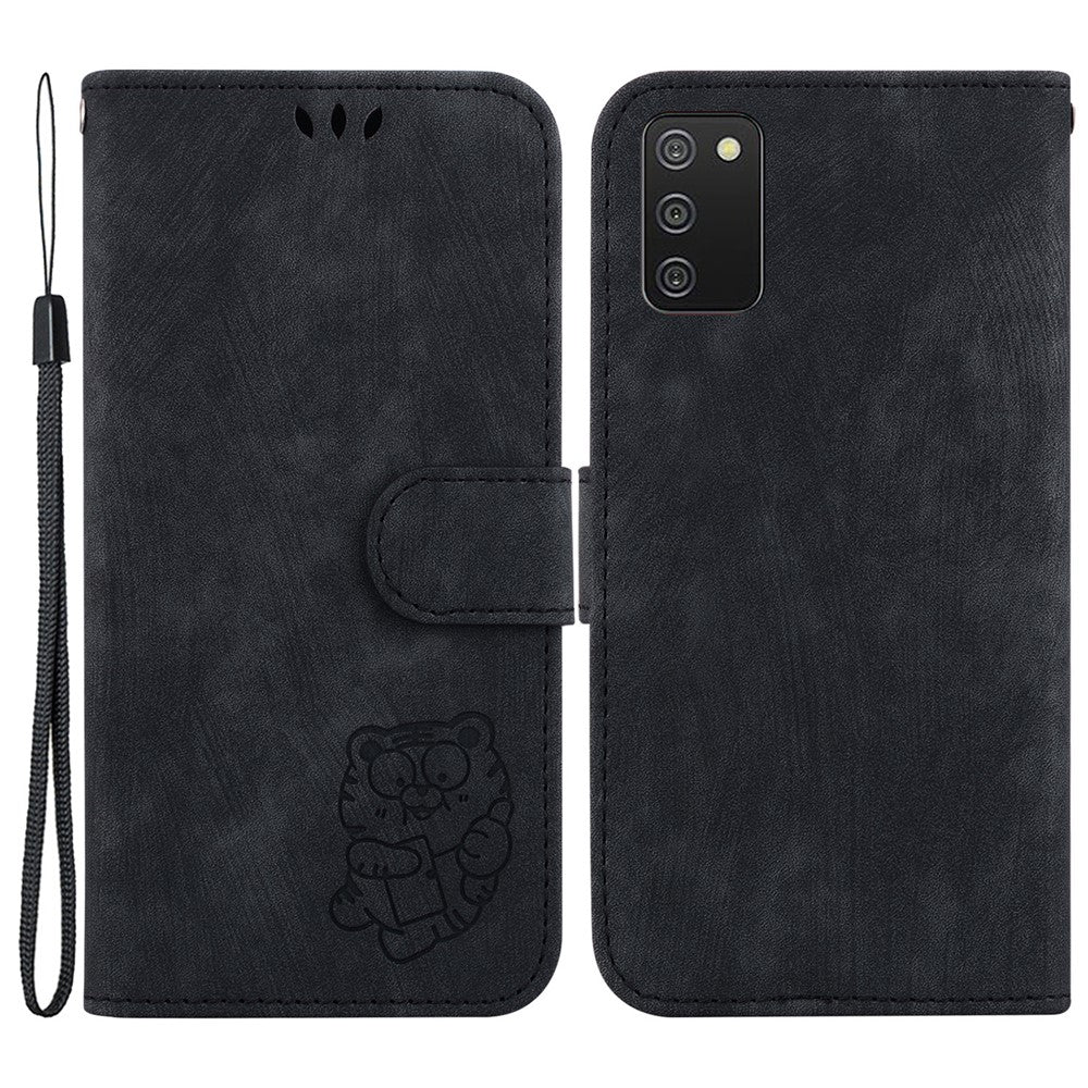 For Samsung Galaxy A03s (166.5mm) Cute Tiger Imprint Phone Case Leather Wallet Stand Cover