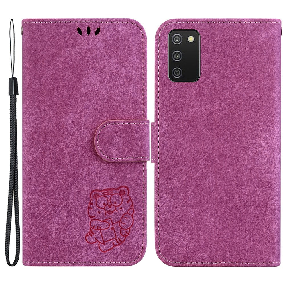 For Samsung Galaxy A03s (166.5mm) Cute Tiger Imprint Phone Case Leather Wallet Stand Cover