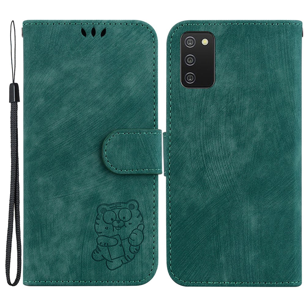 For Samsung Galaxy A03s (166.5mm) Cute Tiger Imprint Phone Case Leather Wallet Stand Cover