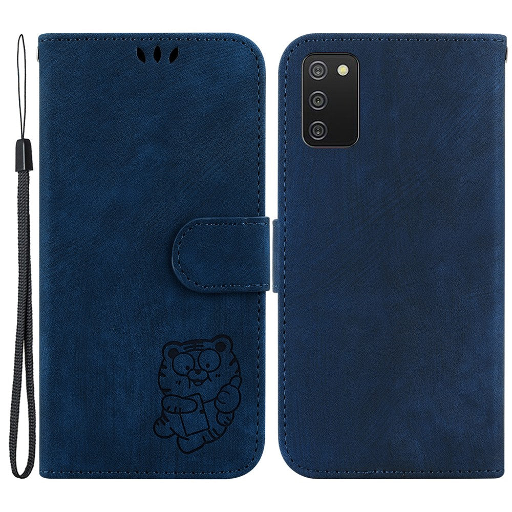 For Samsung Galaxy A03s (166.5mm) Cute Tiger Imprint Phone Case Leather Wallet Stand Cover