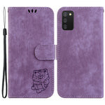 For Samsung Galaxy A03s (166.5mm) Cute Tiger Imprint Phone Case Leather Wallet Stand Cover