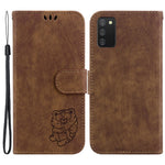 For Samsung Galaxy A03s (166.5mm) Cute Tiger Imprint Phone Case Leather Wallet Stand Cover