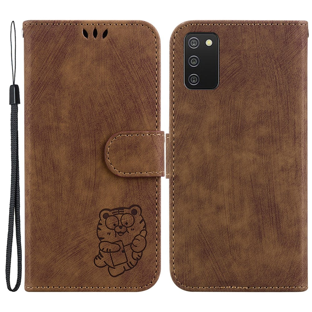 For Samsung Galaxy A03s (166.5mm) Cute Tiger Imprint Phone Case Leather Wallet Stand Cover