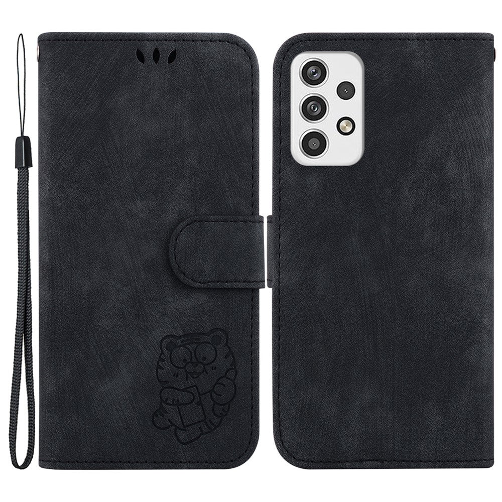 For Samsung Galaxy A23 5G (Global Version) / A23 4G Cartoon Tiger Imprint Phone Cover Leather Wallet Stand Shell