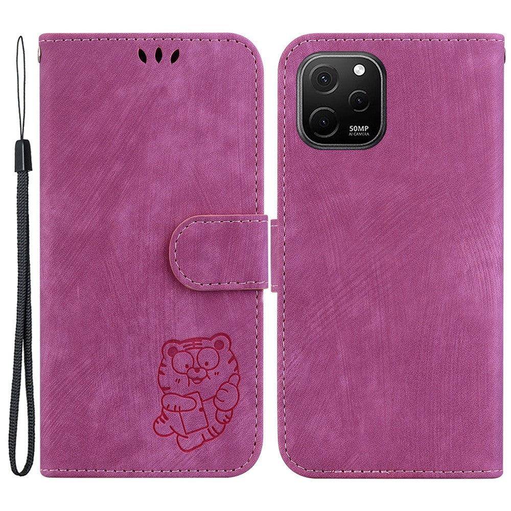 Huawei Nova Y61 4G Läderplånboksfodral med Stötdämpande Skal och Härligt Tigeravtryck