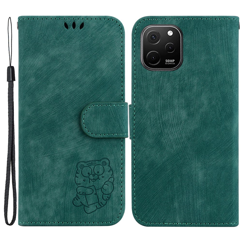 Huawei Nova Y61 4G Läderplånboksfodral med Stötdämpande Skal och Härligt Tigeravtryck