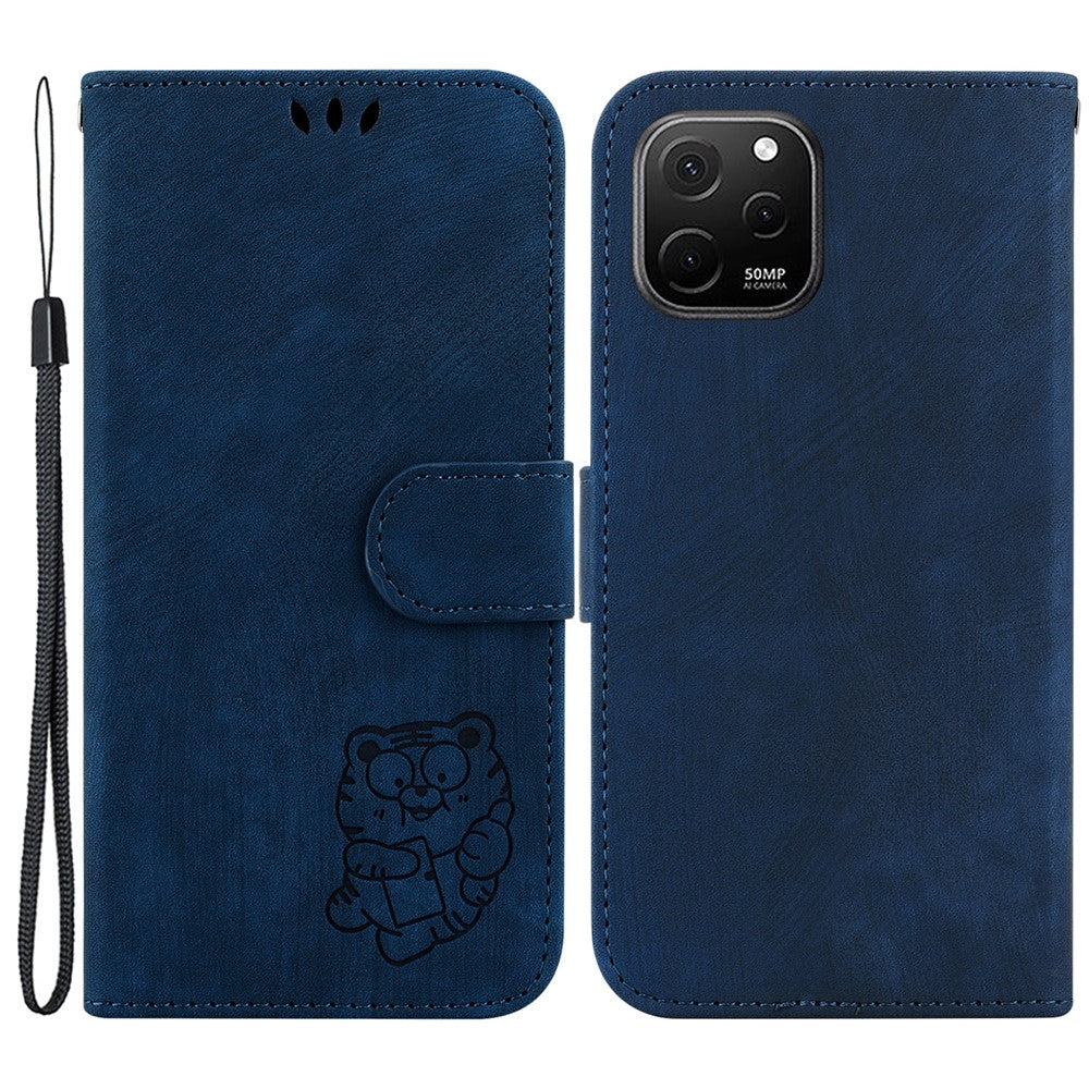 Huawei Nova Y61 4G Läderplånboksfodral med Stötdämpande Skal och Härligt Tigeravtryck