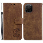 Huawei Nova Y61 4G Läderplånboksfodral med Stötdämpande Skal och Härligt Tigeravtryck