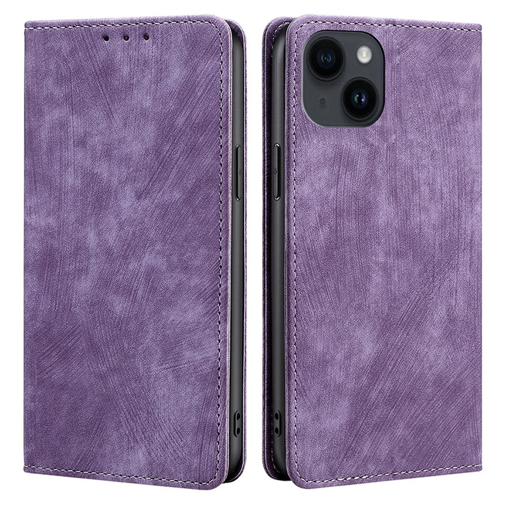For iPhone 15 Plus RFID Blocking Leather Wallet Phone Case Magnetic Anti-drop Stand Cover