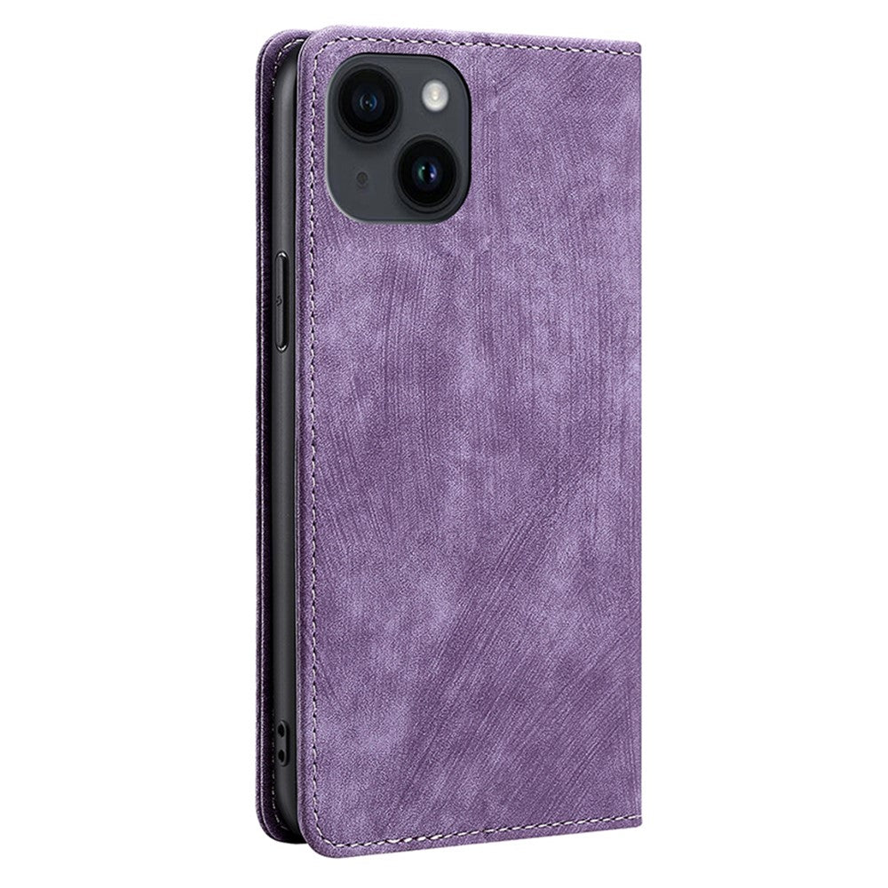 For iPhone 15 Plus RFID Blocking Leather Wallet Phone Case Magnetic Anti-drop Stand Cover