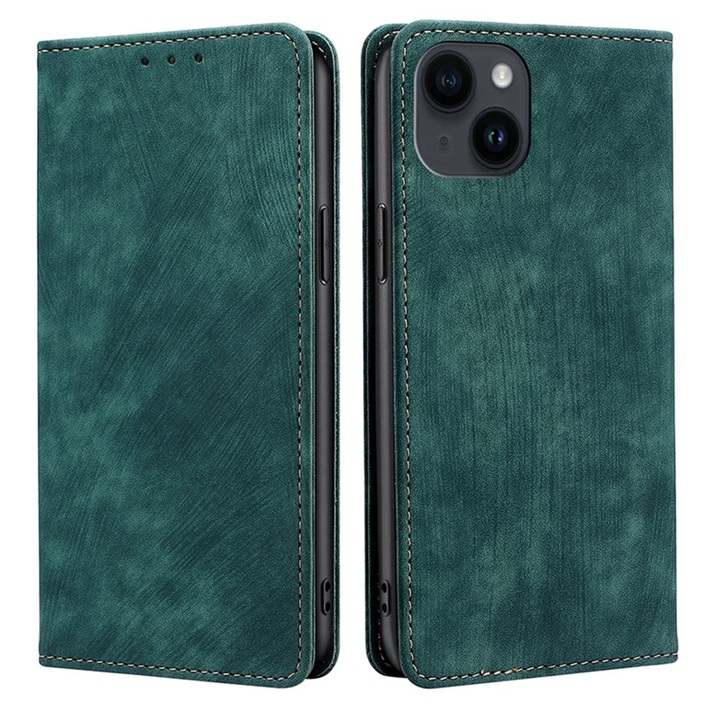 For iPhone 15 Plus RFID Blocking Leather Wallet Phone Case Magnetic Anti-drop Stand Cover