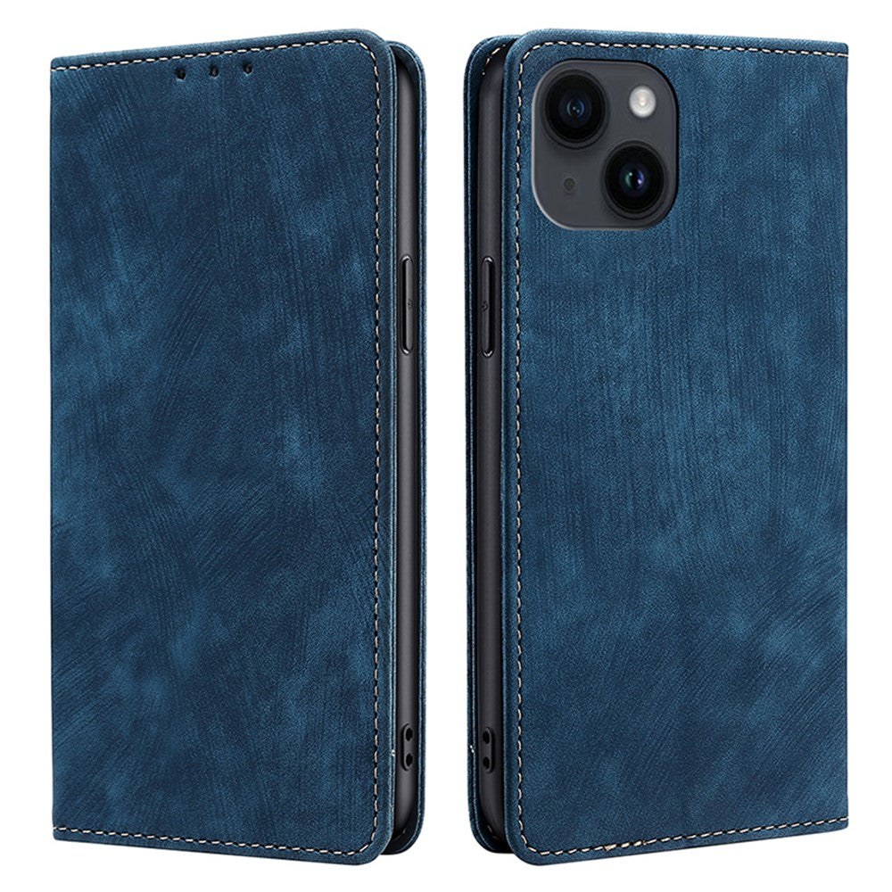 For iPhone 15 Plus RFID Blocking Leather Wallet Phone Case Magnetic Anti-drop Stand Cover