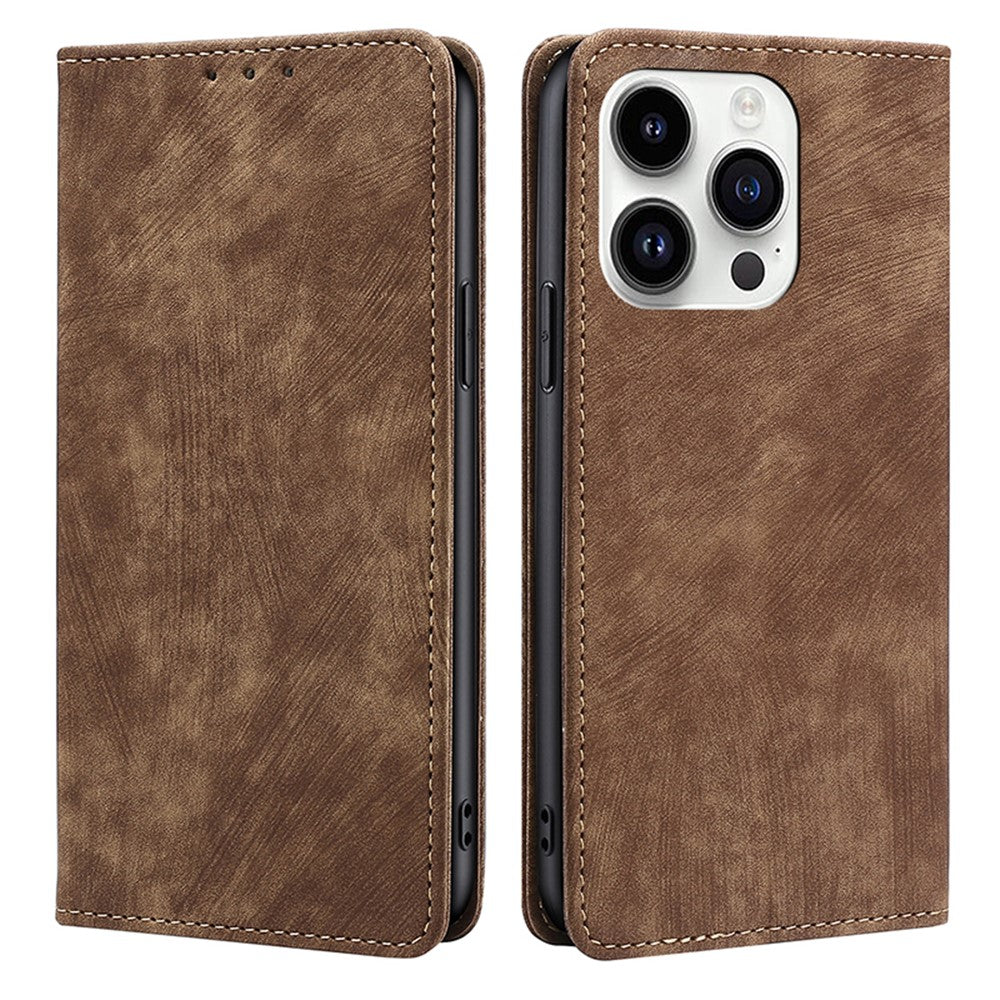 For iPhone 15 Pro Anti-drop Leather Wallet Phone Case RFID Blocking Folding Stand Cover