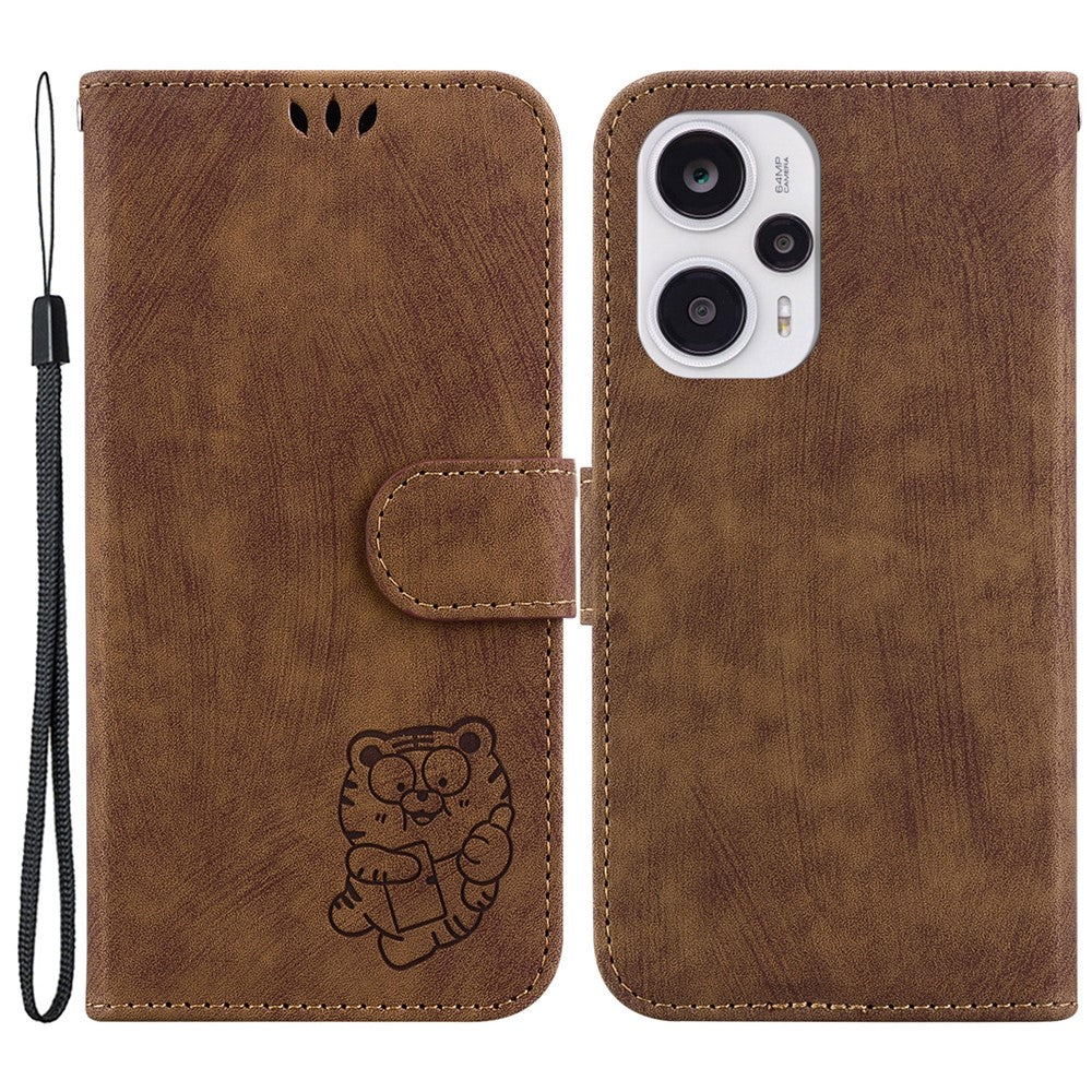 Stand Wallet Phone Case for Xiaomi Poco F5 5G / Redmi Note 12 Turbo , Tiger Pattern Imprinted PU Leather Flip Cover