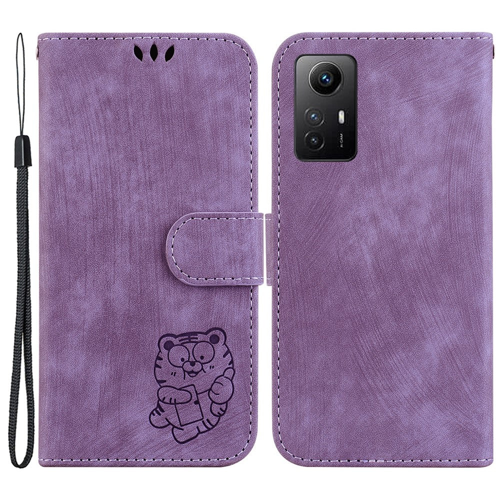 PU Leather Phone Case for Xiaomi Redmi Note 12S 4G , Fully Wrapped Stand Wallet Tiger Pattern Imprinted Cover
