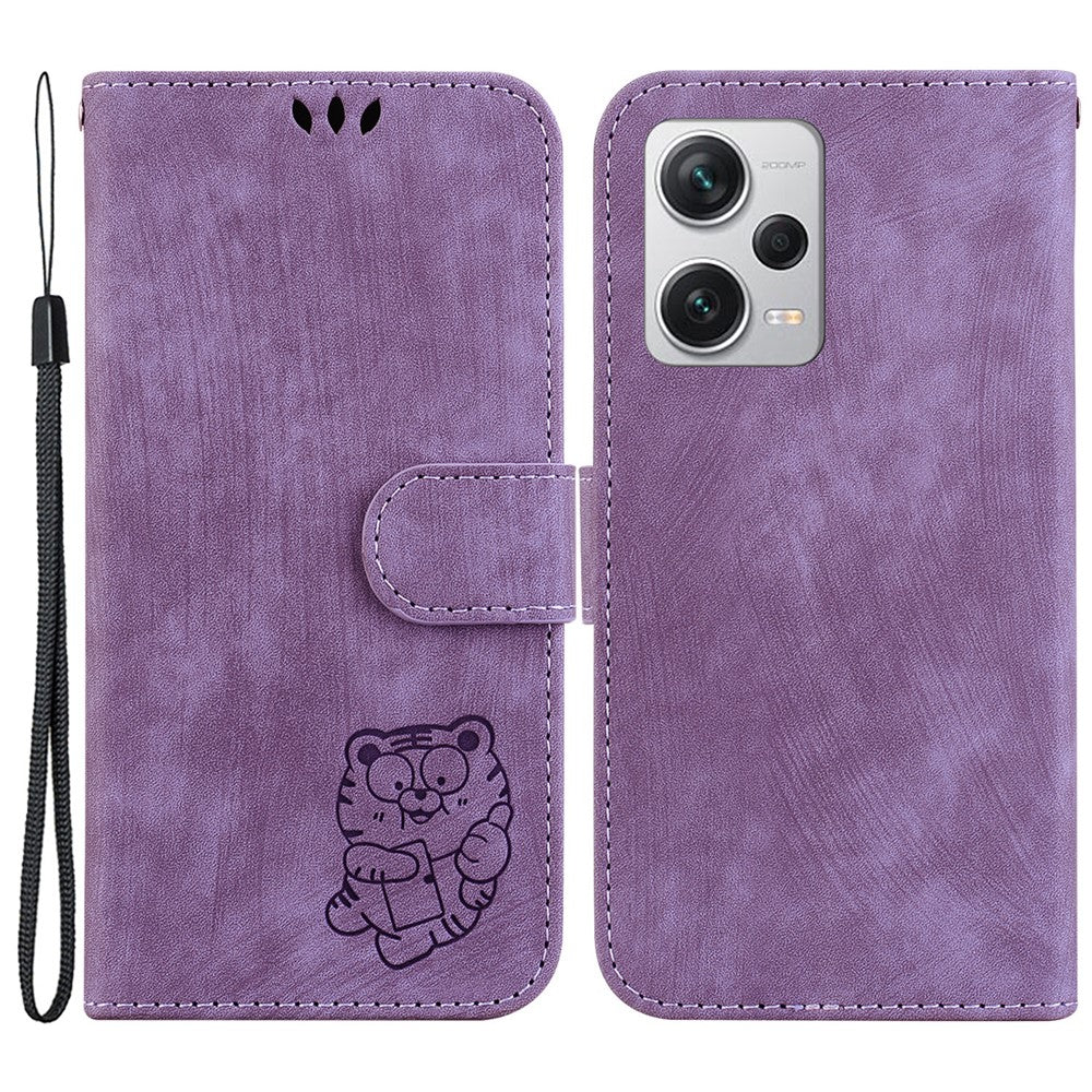 Flip Case for Xiaomi Redmi Note 12 Pro+ 5G Viewing Stand Wallet Tiger Pattern Imprinted PU Leather Cellphone Cover