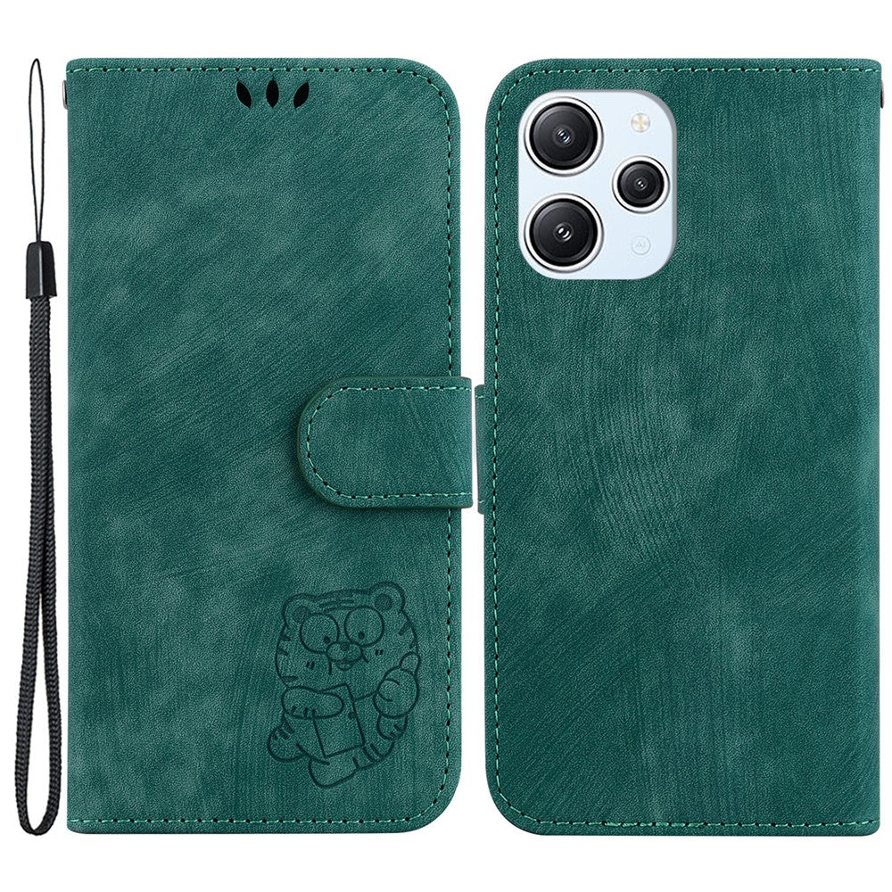 For Xiaomi Redmi 12 4G Shockproof Case Lovely Tiger Imprint Leather Wallet Phone Cover with Stand