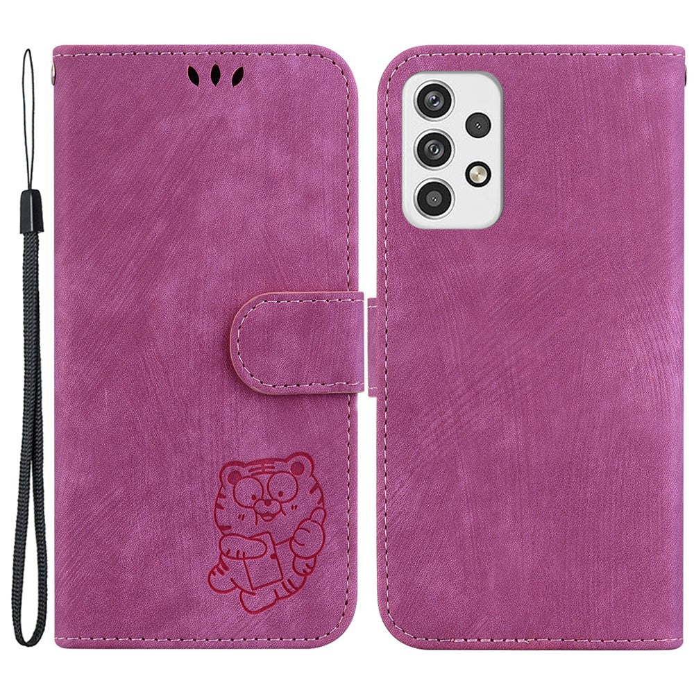 For Samsung Galaxy A73 5G Tiger Pattern Imprinted PU Leather Wallet Phone Cover Flip Stand Case