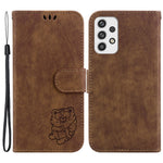 For Samsung Galaxy A73 5G Tiger Pattern Imprinted PU Leather Wallet Phone Cover Flip Stand Case
