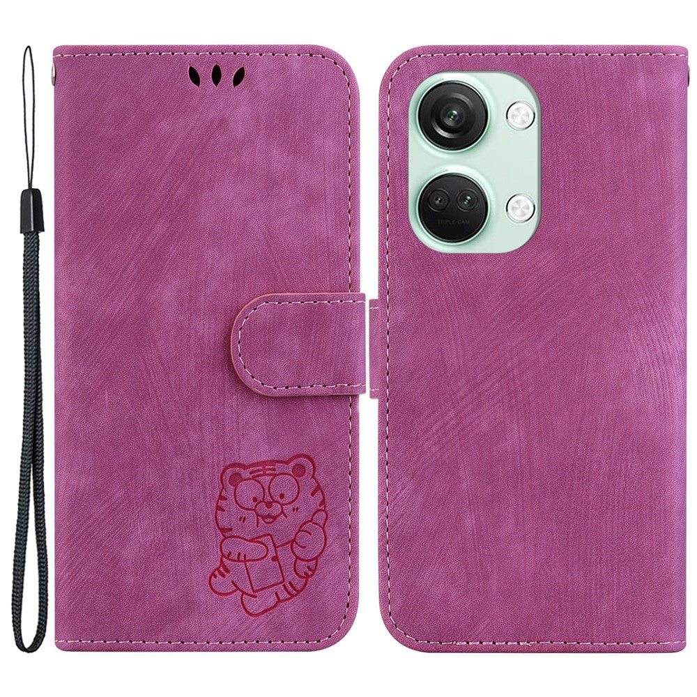 PU-läderfodral med flipfunktion för OnePlus Nord 3 5G / Ace 2V, plånboksfodral med tigermönster och stativ