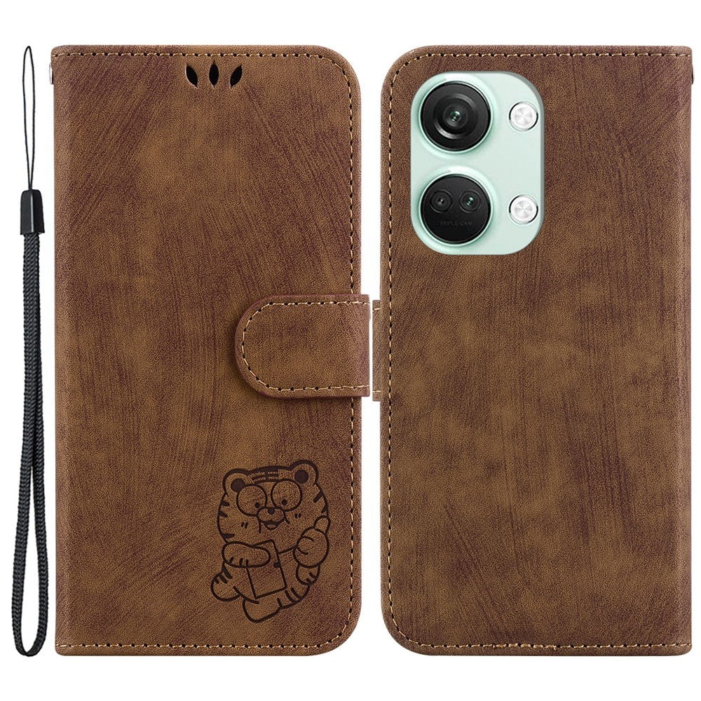 PU-läderfodral med flipfunktion för OnePlus Nord 3 5G / Ace 2V, plånboksfodral med tigermönster och stativ