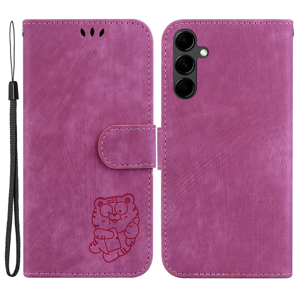 For Samsung Galaxy A24 4G (162.1 x 77.6 x 8.3mm) Imprinted Tiger Pattern Phone Case PU Leather Stand Wallet Cover